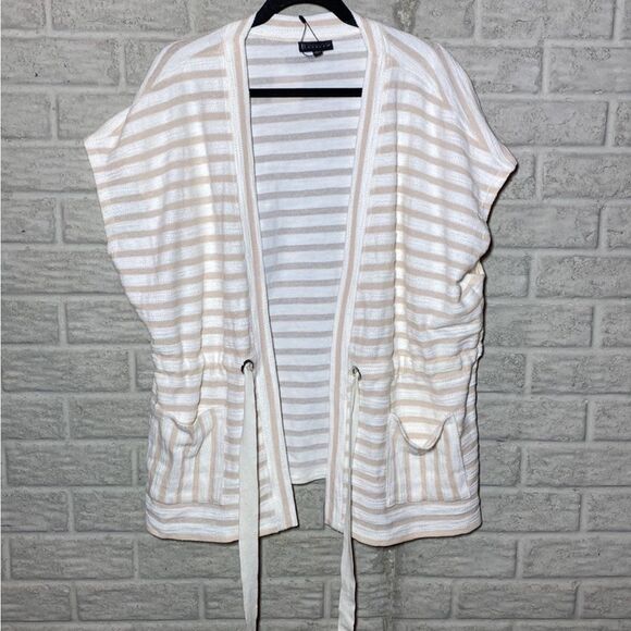 Bobeau Patty Striped Draw-String Waist Cardigan - Picture 7 of 8